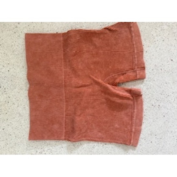 Colsire Womens Ribbed Shorts Burnt Orange High Waist Stretchy Casual Lounge - Picture 1 of 2
